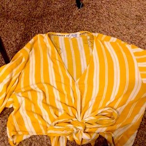Yellow Stripped Crop Top